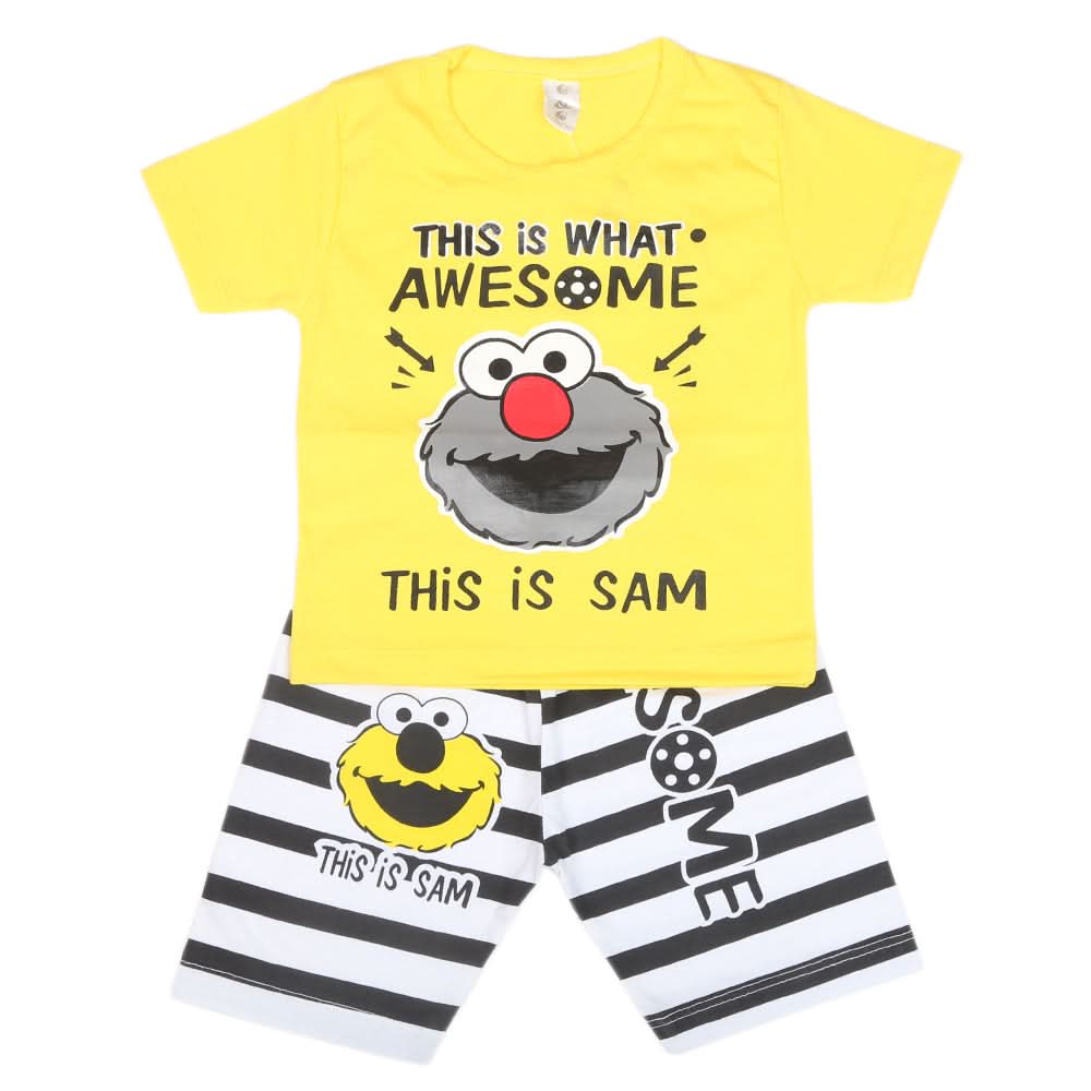 Boys Half Sleeves Short Suit  SML CVC-35-Yellow, Kids, Boys Sets And Suits, Chase Value, Chase Value