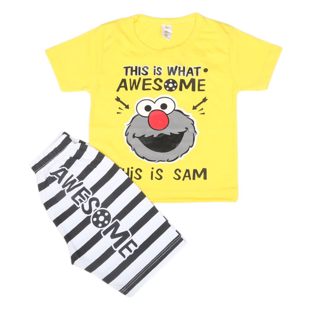Boys Half Sleeves Short Suit  SML CVC-35-Yellow, Kids, Boys Sets And Suits, Chase Value, Chase Value