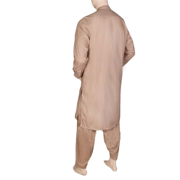 Eminent Band Collar Plain Shalwar Kameez For Men - Brown, Men, Shalwar Kameez, Chase Value, Chase Value