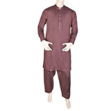 Men's Band Collar Embroidered Shalwar Kameez - Maroon, Men, Shalwar Kameez, Chase Value, Chase Value