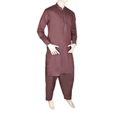 Men's Band Collar Embroidered Shalwar Kameez - Maroon, Men, Shalwar Kameez, Chase Value, Chase Value