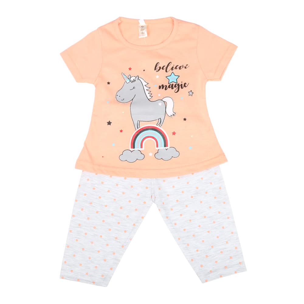 Girls Half Sleeves Tights Suits - Orange, Kids, Girls Sets And Suits, Chase Value, Chase Value