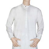 Eminent Band Collar Plain Shalwar Kameez For Men - White, Men, Shalwar Kameez, Chase Value, Chase Value