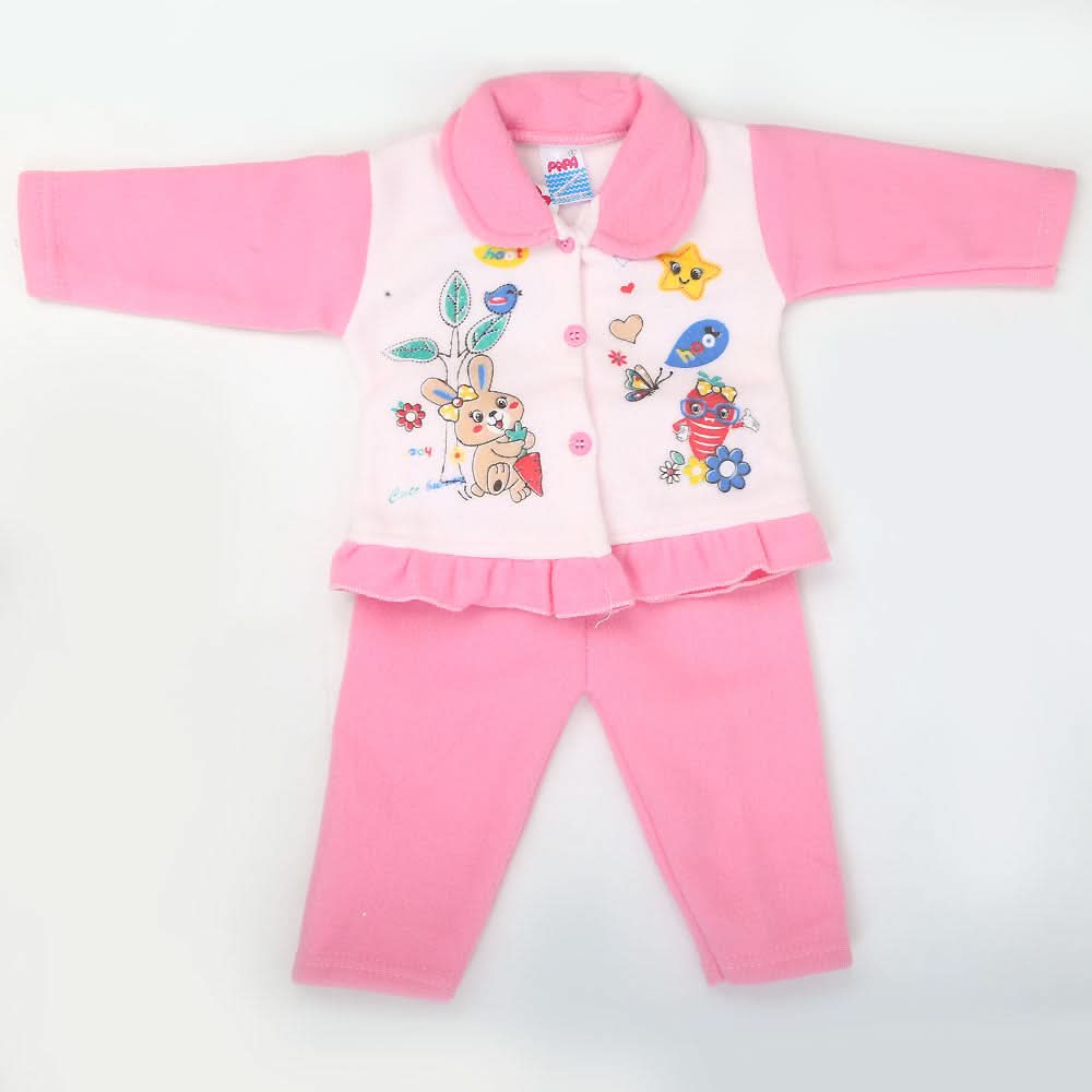 Newborn Girl Full Sleeves Polar Suit 8281 - Pink, Kids, NB Girls Sets And Suits, Chase Value, Chase Value