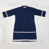 Girls Lace Khaddar Kurti - Navy Blue, Kids, Girls Kurti, Chase Value, Chase Value