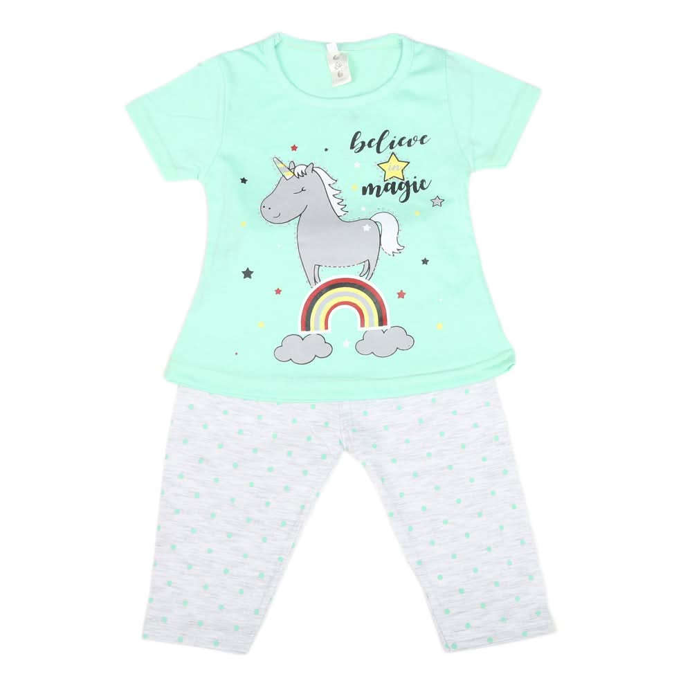 Girls Half Sleeves Tights Suits - Green, Kids, Girls Sets And Suits, Chase Value, Chase Value