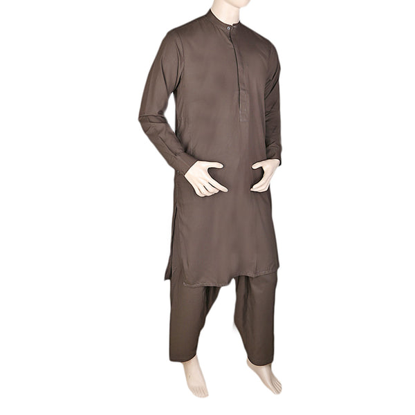 Eminent Band Collar Plain Shalwar Kameez For Men - Olive Green, Men, Shalwar Kameez, Chase Value, Chase Value