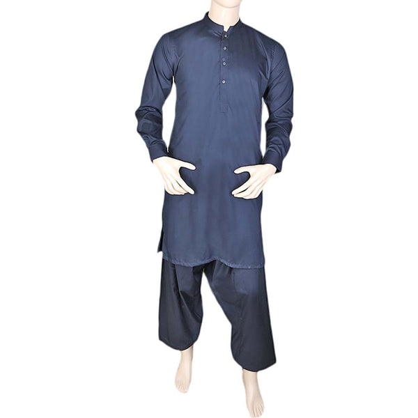 Eminent Band Collar Plain Shalwar Kameez For Men - Navy Blue, Men, Shalwar Kameez, Chase Value, Chase Value