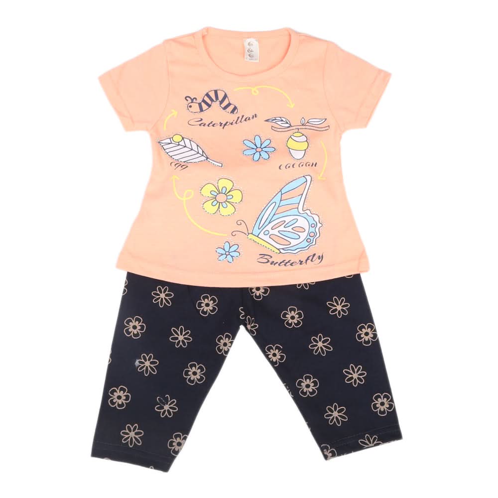 Girls Half Sleeves Tights Suits - Orange, Kids, Girls Sets And Suits, Chase Value, Chase Value