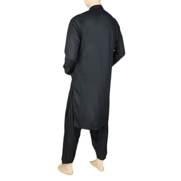 Eminent Band Collar Plain Shalwar Kameez For Men - Black, Men, Shalwar Kameez, Chase Value, Chase Value