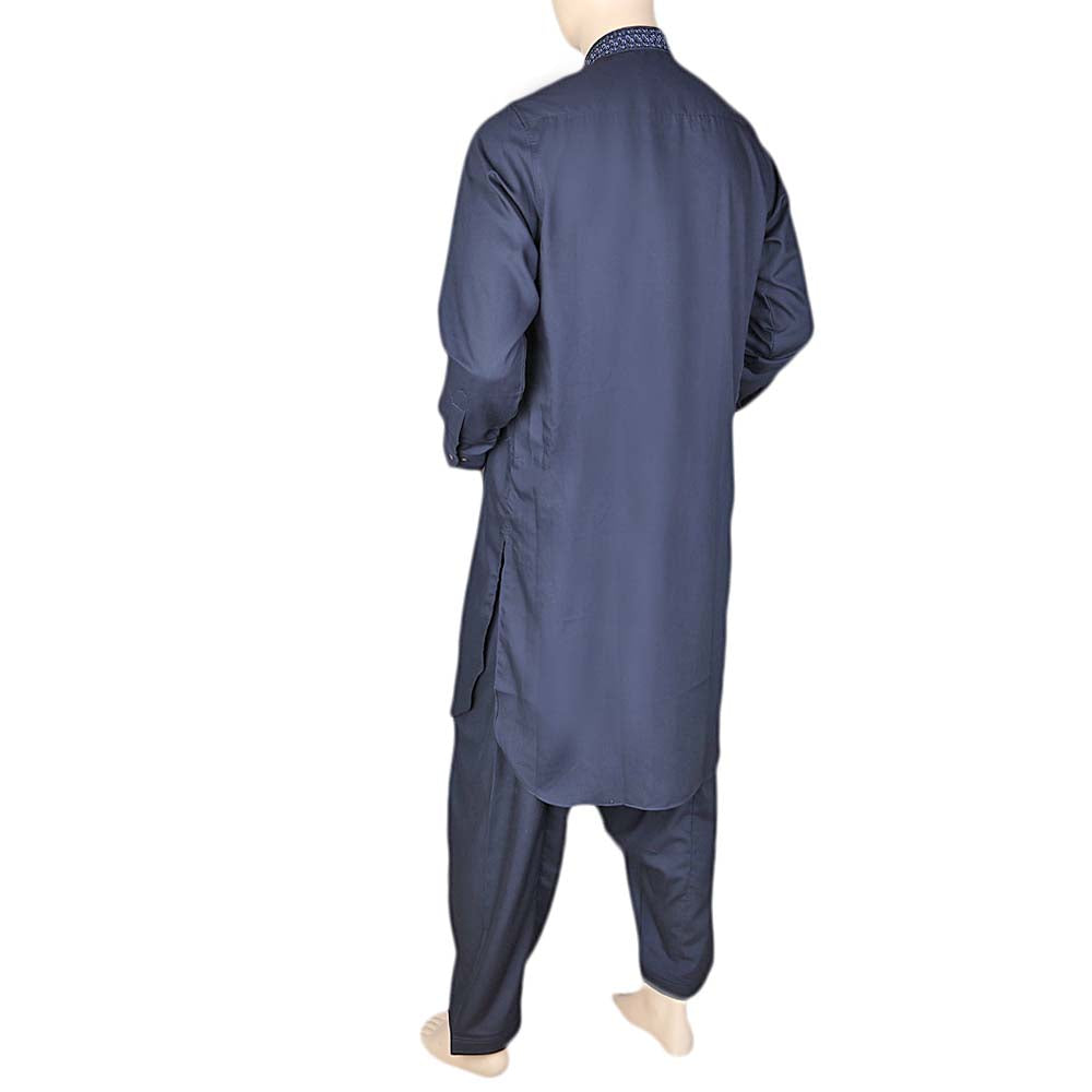 Eminent Band Collar Embroidered Shalwar Kameez For Men - Navy Blue, Men, Shalwar Kameez, Chase Value, Chase Value