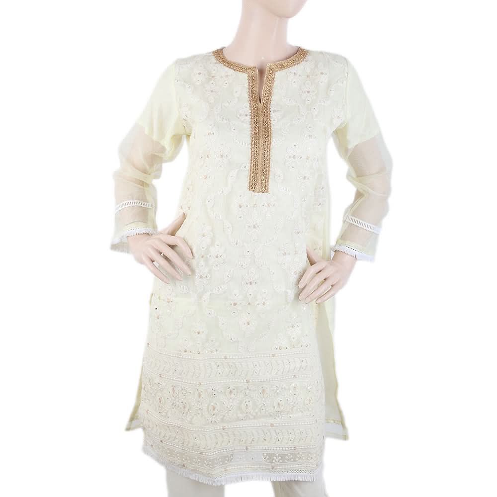 Women's Fancy Chikankari 3 Piece Suit - Cream, Women, Shalwar Suits, Chase Value, Chase Value