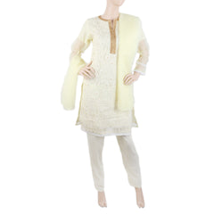 Women's Fancy Chikankari 3 Piece Suit - Cream, Women, Shalwar Suits, Chase Value, Chase Value