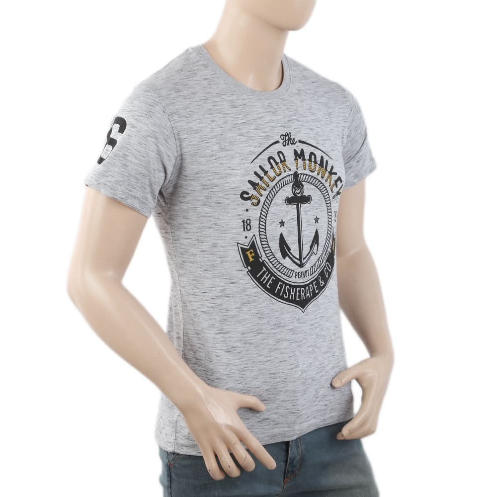 Men's Round Neck Half Sleeves T-Shirt - Light Grey, Men, T-Shirts And Polos, Chase Value, Chase Value