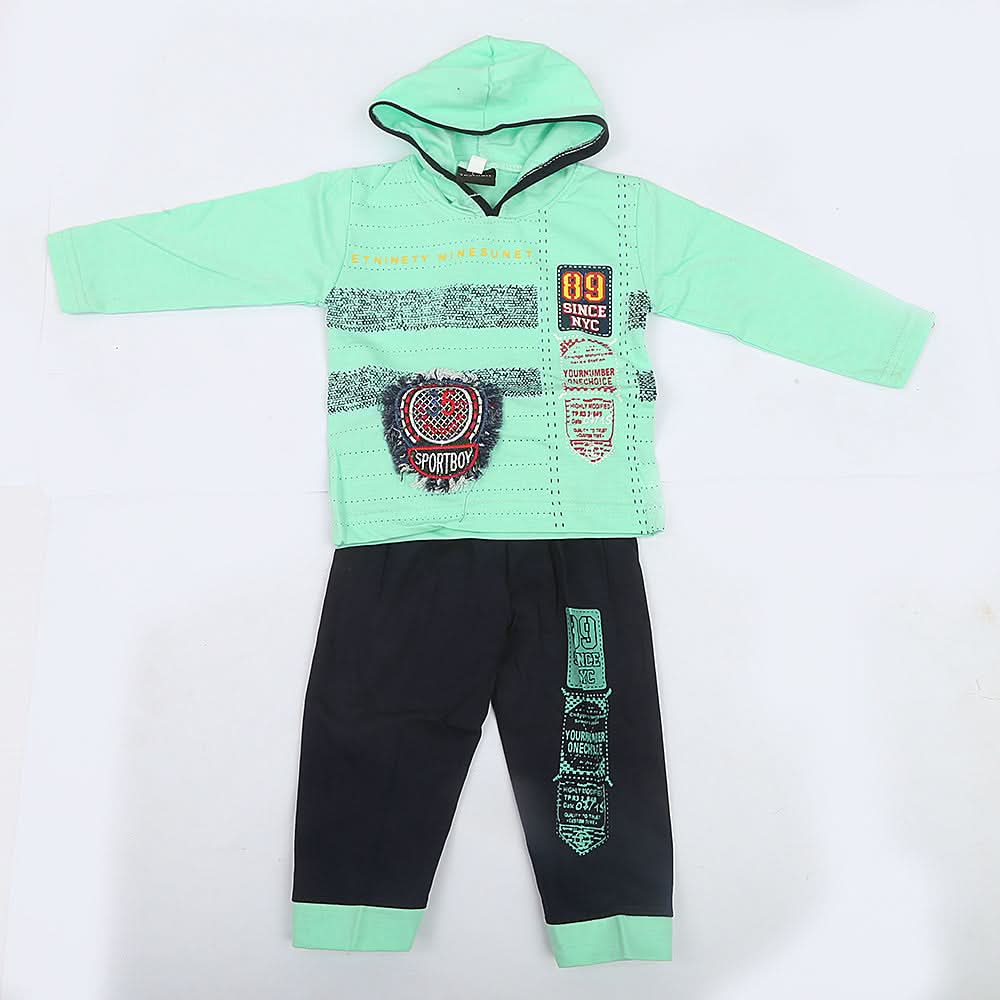 Newborn Boys Hooded Full Sleeves Suit  - Green, Kids, NB Boys Sets And Suits, Chase Value, Chase Value