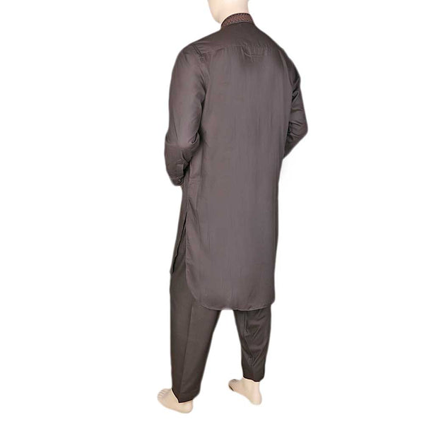 Eminent Band Collar Embroidered Shalwar Kameez For Men - Coffee, Men, Shalwar Kameez, Chase Value, Chase Value