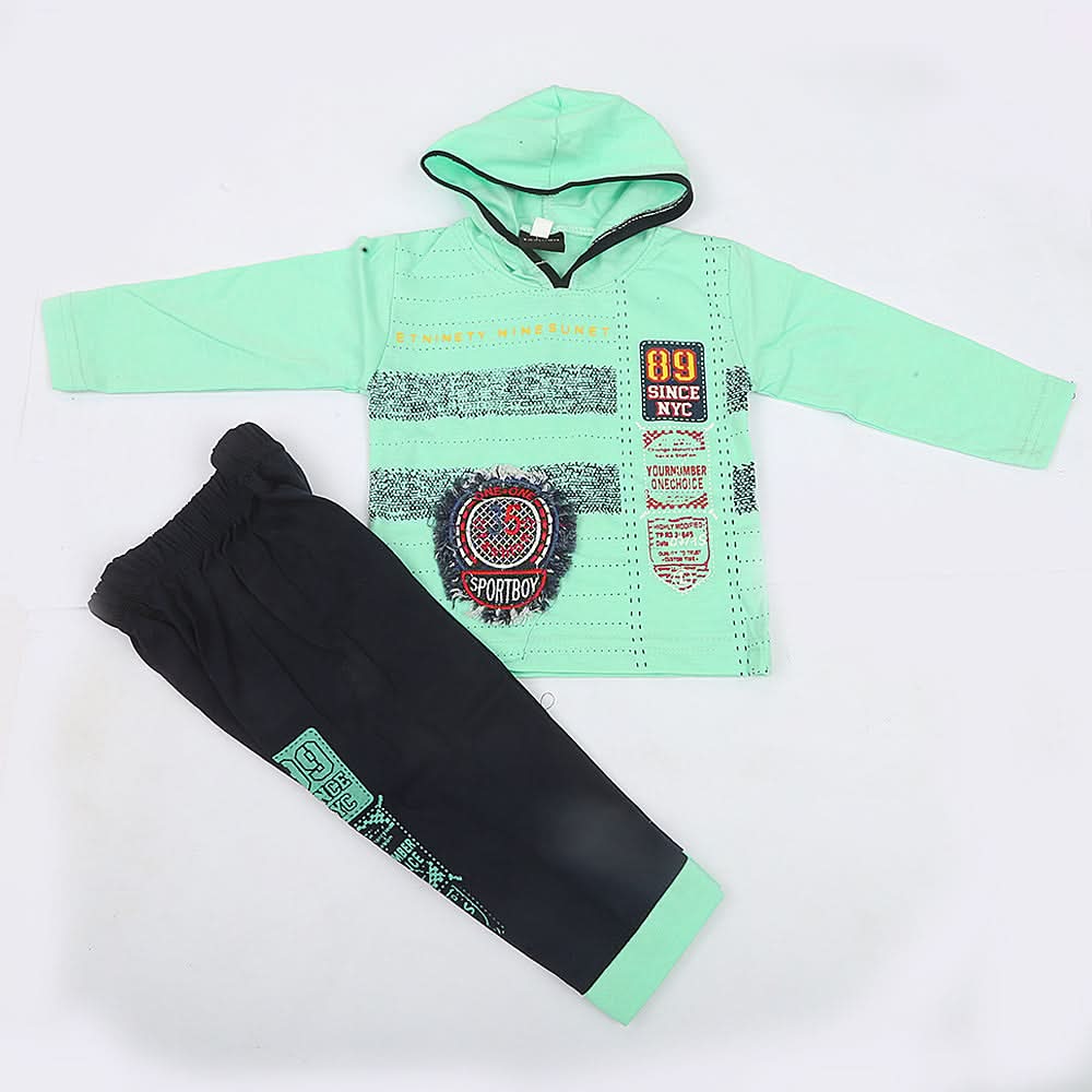 Newborn Boys Hooded Full Sleeves Suit  - Green, Kids, NB Boys Sets And Suits, Chase Value, Chase Value