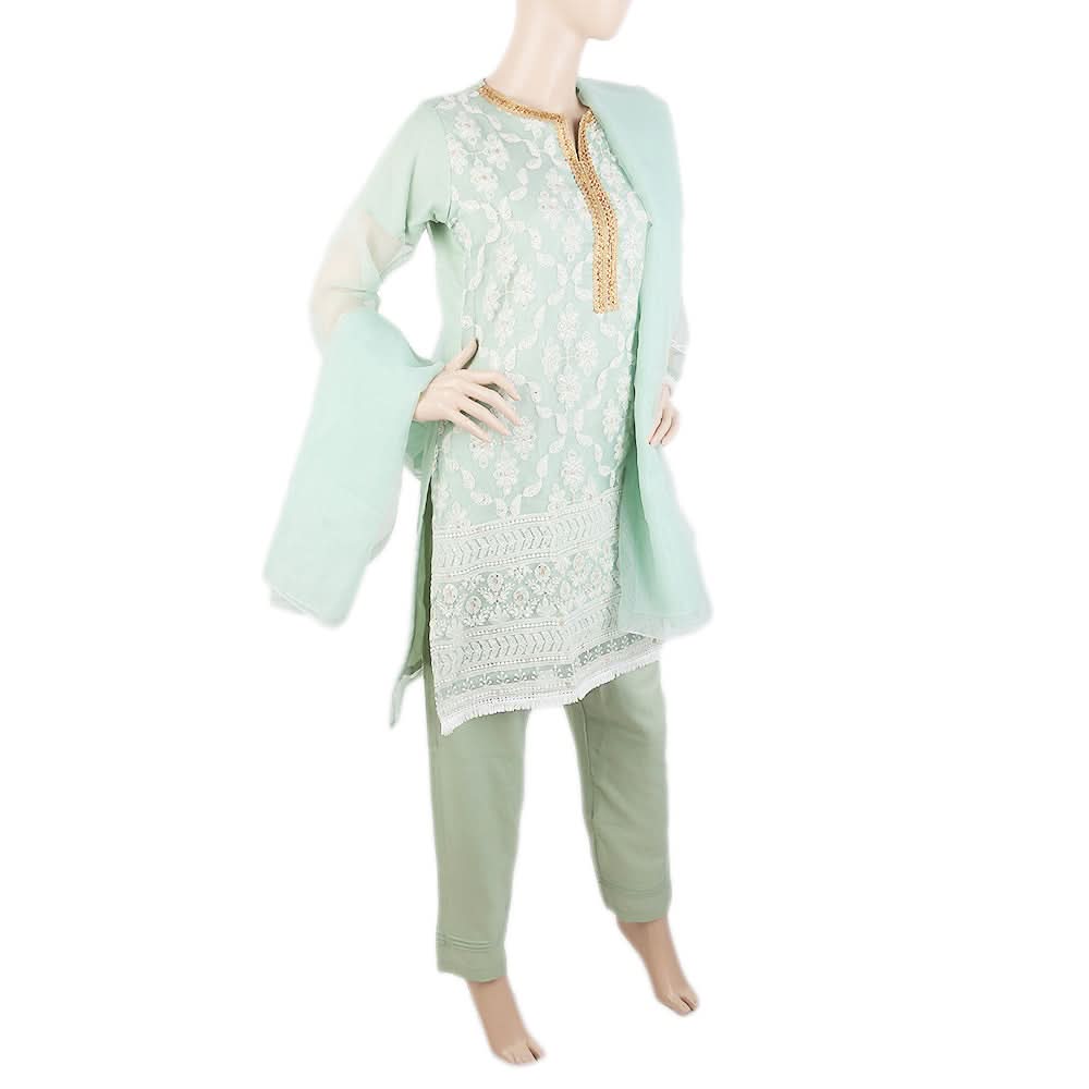 Women's Fancy Chikankari 3 Piece Suit - Green, Women, Shalwar Suits, Chase Value, Chase Value