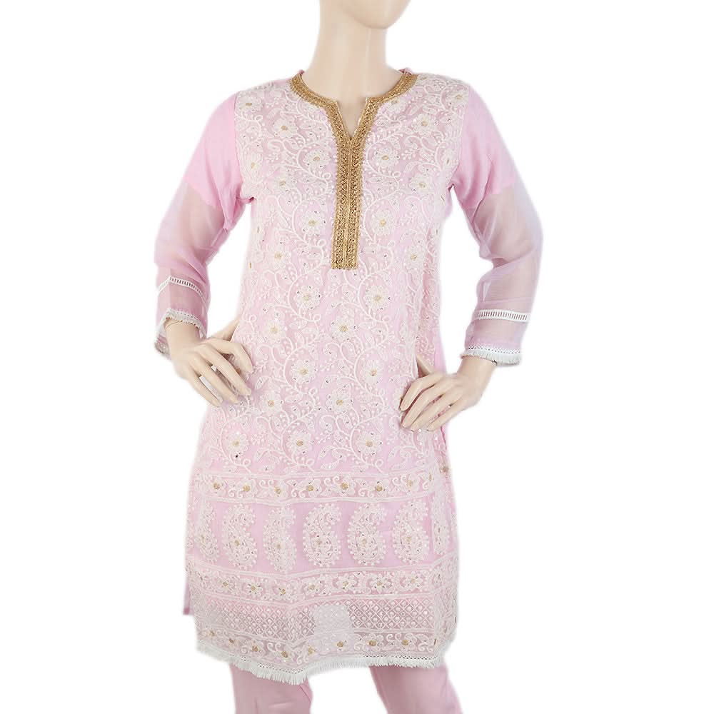 Women's Fancy Chikankari 3 Piece Suit - Pink, Women, Shalwar Suits, Chase Value, Chase Value
