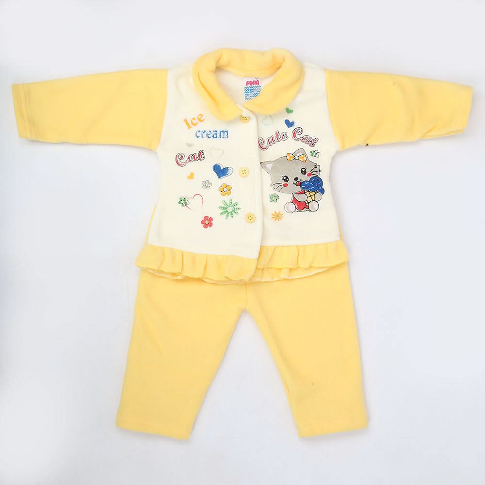Newborn Girl Full Sleeves Polar Suit 1718 - Yellow, Kids, NB Girls Sets And Suits, Chase Value, Chase Value