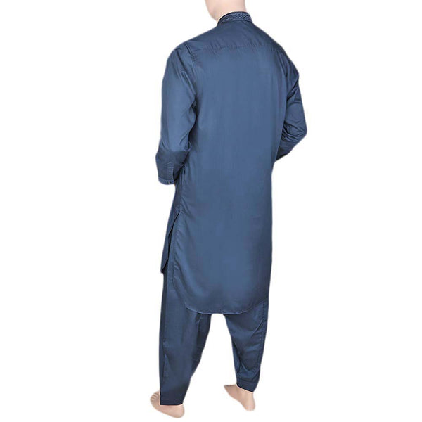 Eminent Band Collar Embroidered Shalwar Kameez For Men - Navy Blue, Men, Shalwar Kameez, Chase Value, Chase Value