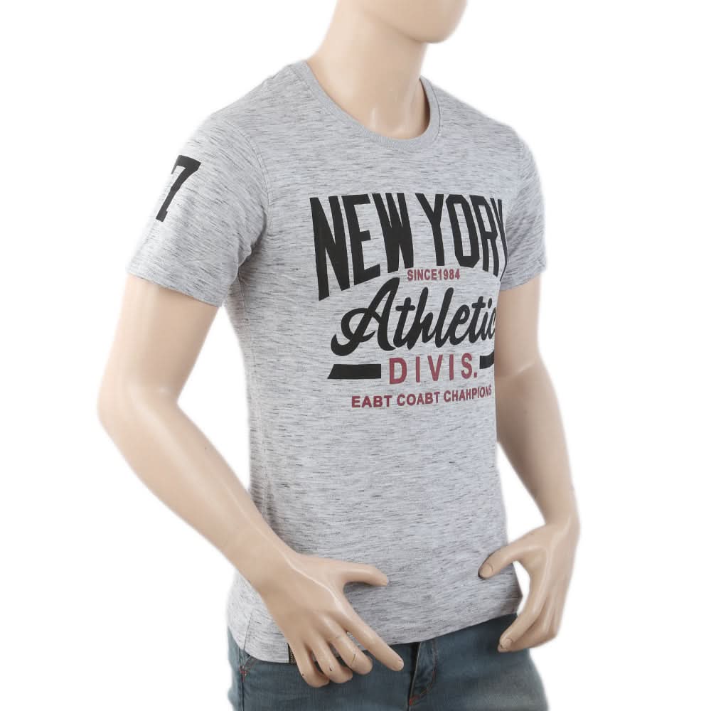Men's Round Neck Half Sleeves T-Shirt - Grey, Men, T-Shirts And Polos, Chase Value, Chase Value
