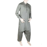 Men's Band Collar Embroidered Shalwar Kameez - Green, Men, Shalwar Kameez, Chase Value, Chase Value
