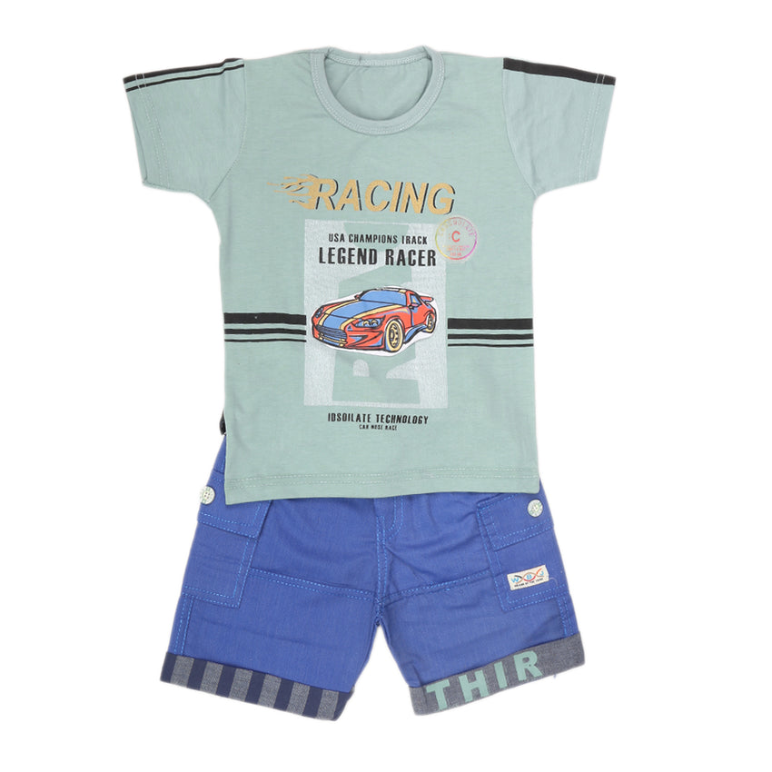 Boys Half Sleeves Suit 43159-Cyan, Kids, Boys Sets And Suits, Chase Value, Chase Value