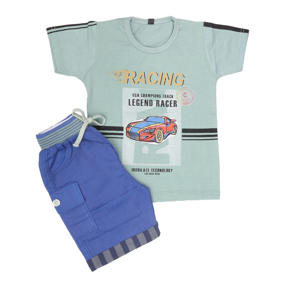 Boys Half Sleeves Suit 43159-Cyan, Kids, Boys Sets And Suits, Chase Value, Chase Value