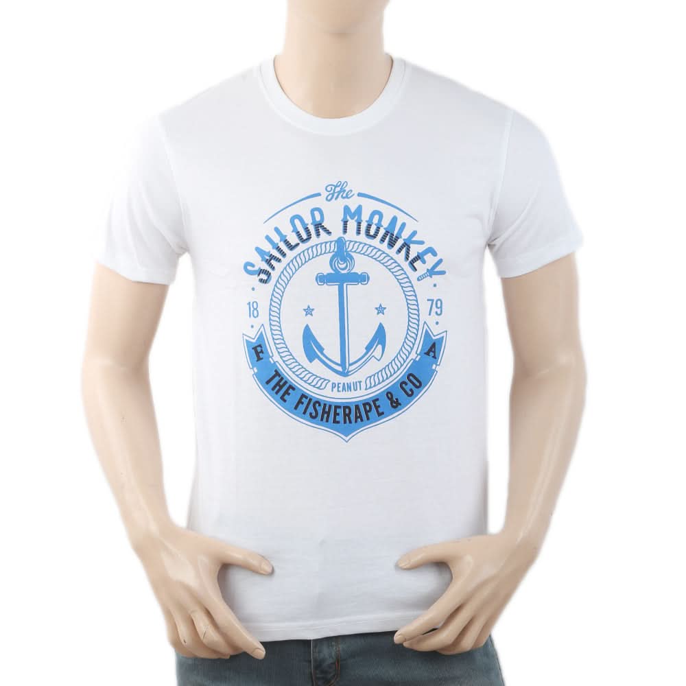 Men's Round Neck Half Sleeves T-Shirt - White, Men, T-Shirts And Polos, Chase Value, Chase Value