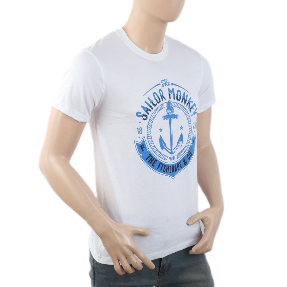 Men's Round Neck Half Sleeves T-Shirt - White, Men, T-Shirts And Polos, Chase Value, Chase Value