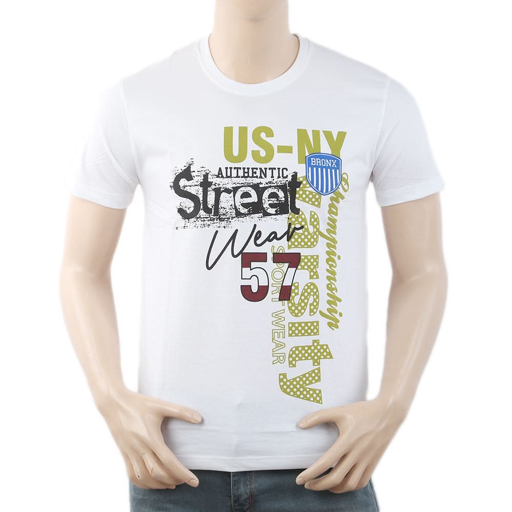 Men's Round Neck Half Sleeves T-Shirt - White, Men, T-Shirts And Polos, Chase Value, Chase Value