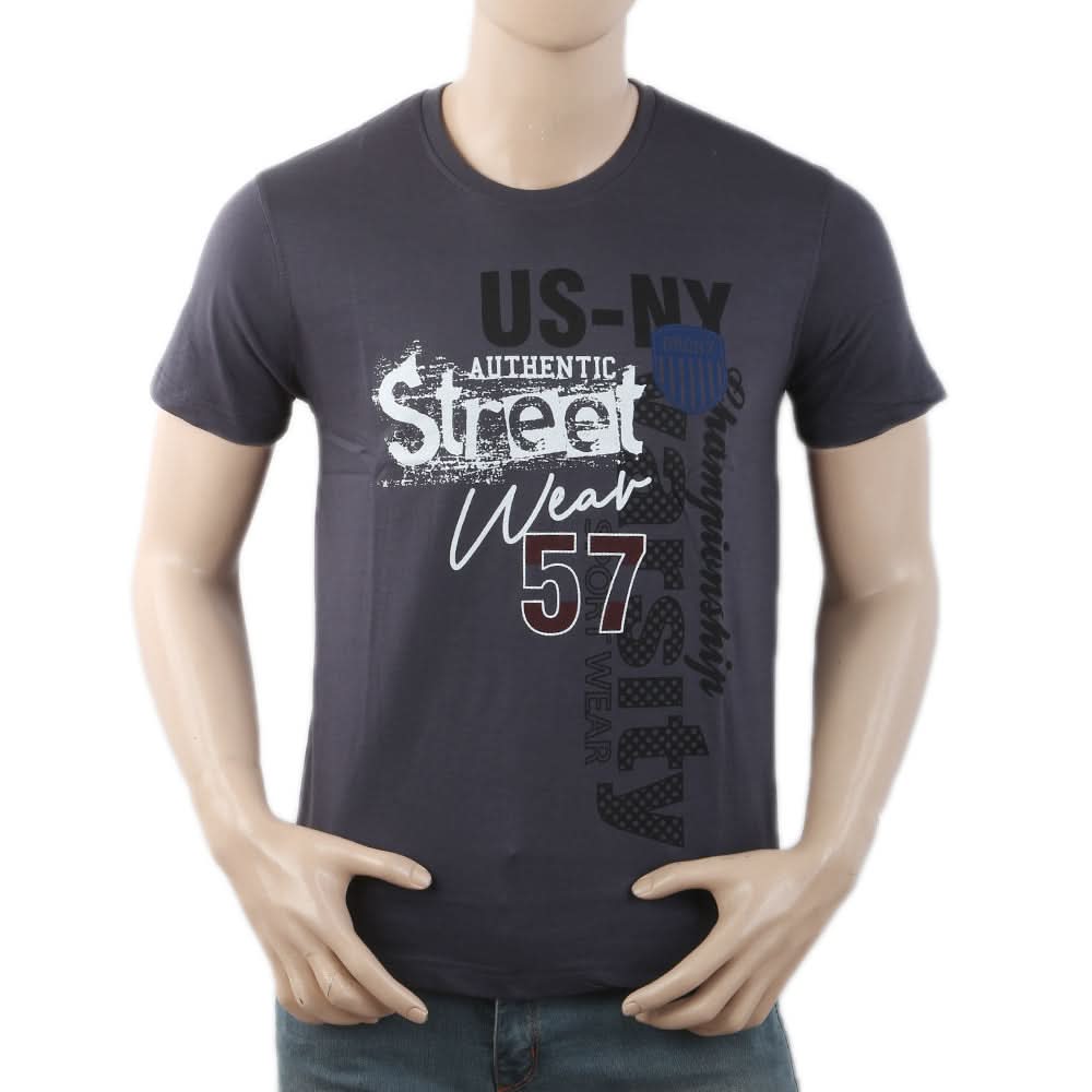 Men's Round Neck Half Sleeves T-Shirt - Dark Grey, Men, T-Shirts And Polos, Chase Value, Chase Value