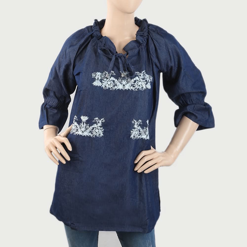 Women's Denim Top (3299-J) - Dark Blue, Women, T-Shirts And Tops, Chase Value, Chase Value
