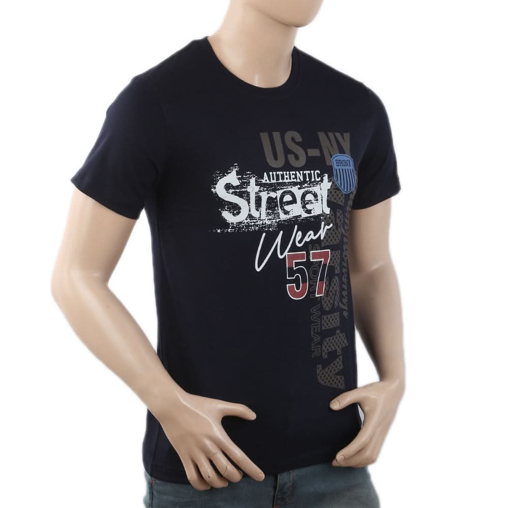 Men's Round Neck Half Sleeves T-Shirt - Navy Blue, Men, T-Shirts And Polos, Chase Value, Chase Value