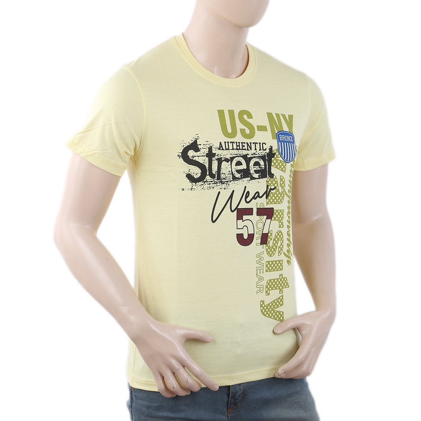 Men's Round Neck Half Sleeves T-Shirt - Lemon, Men, T-Shirts And Polos, Chase Value, Chase Value
