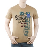Men's Round Neck Half Sleeves T-Shirt - Beige, Men, T-Shirts And Polos, Chase Value, Chase Value