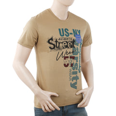 Men's Round Neck Half Sleeves T-Shirt - Beige, Men, T-Shirts And Polos, Chase Value, Chase Value