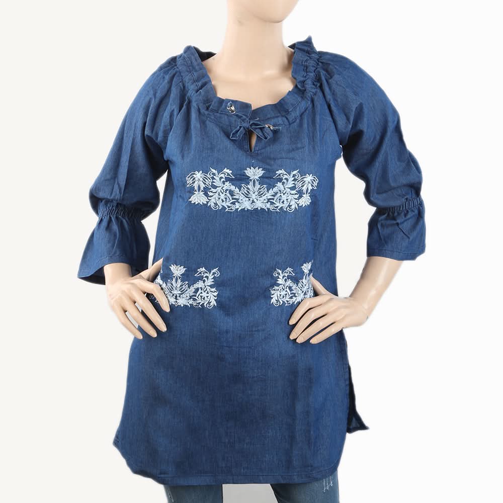Women's Denim Top (3299-J) - Blue, Women, T-Shirts And Tops, Chase Value, Chase Value