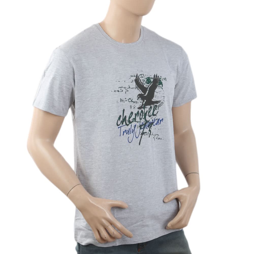 Men's Round Neck Half Sleeves T-Shirt - Grey, Men, T-Shirts And Polos, Chase Value, Chase Value