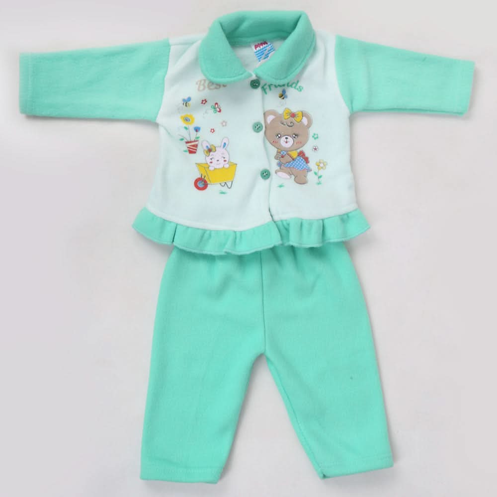 Newborn Girl Full Sleeves Polar Suit 8282 - Green, Kids, NB Girls Sets And Suits, Chase Value, Chase Value