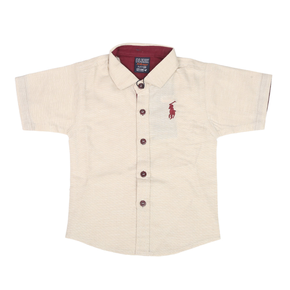 Boys Chambray Half Sleeves Casual Shirt - Fawn, Kids, Boys Shirts, Chase Value, Chase Value