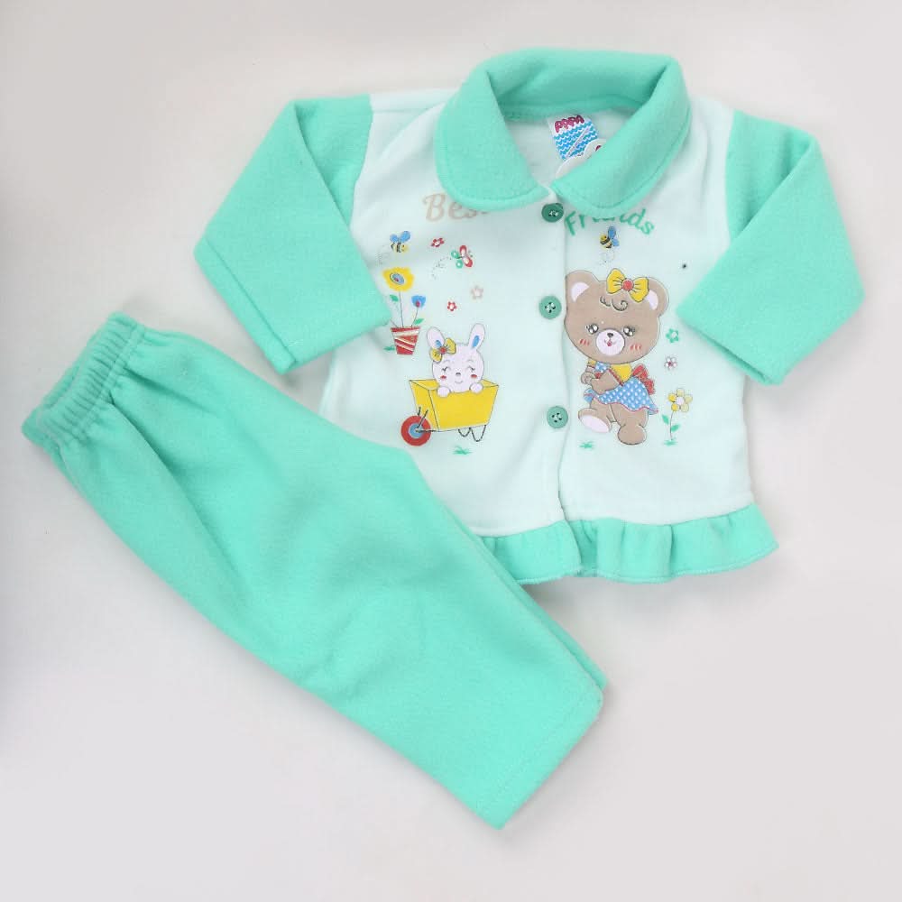 Newborn Girl Full Sleeves Polar Suit 8282 - Green, Kids, NB Girls Sets And Suits, Chase Value, Chase Value
