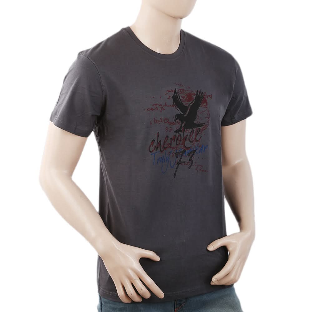Men's Round Neck Half Sleeves T-Shirt - Dark Grey, Men, T-Shirts And Polos, Chase Value, Chase Value
