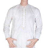 Men's Band Collar Embroidered Shalwar Kameez - OFF White, Men, Shalwar Kameez, Chase Value, Chase Value