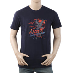 Men's Round Neck Half Sleeves T-Shirt - Navy Blue, Men, T-Shirts And Polos, Chase Value, Chase Value