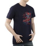 Men's Round Neck Half Sleeves T-Shirt - Navy Blue, Men, T-Shirts And Polos, Chase Value, Chase Value