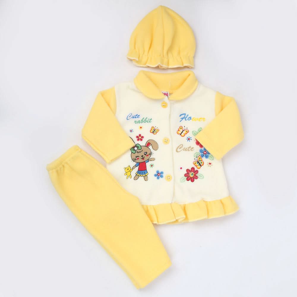 Newborn Girl Full Sleeves Polar Suit 6540 - Yellow, Kids, NB Girls Sets And Suits, Chase Value, Chase Value