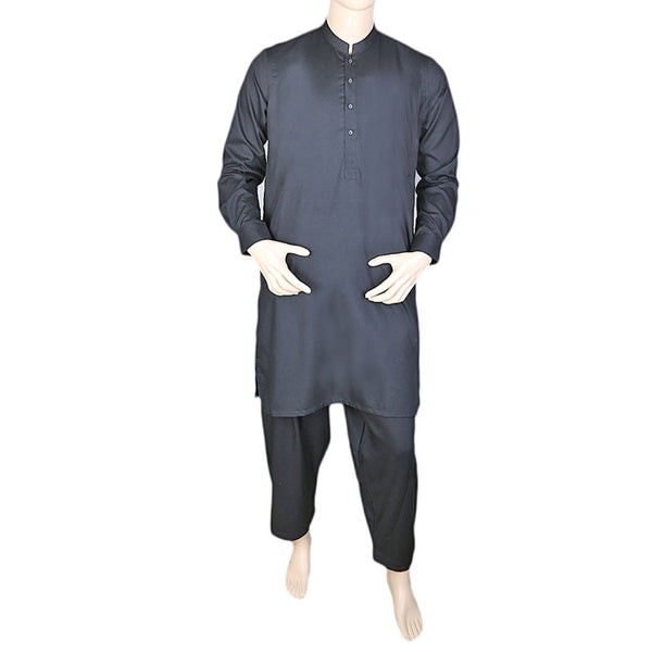 Eminent Band Collar Plain Shalwar Kameez For Men - Black, Men, Shalwar Kameez, Chase Value, Chase Value