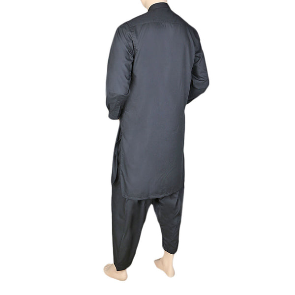 Eminent Band Collar Plain Shalwar Kameez For Men - Black, Men, Shalwar Kameez, Chase Value, Chase Value